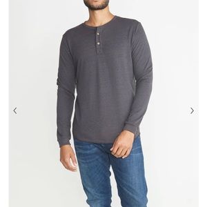 Marine Layer Double Knit Henley - Black